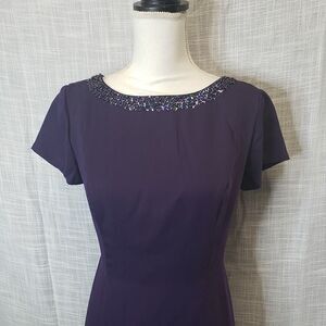 Beautiful Talbots Petites Purple Evening Fitted Midi Dress womens size 6 small